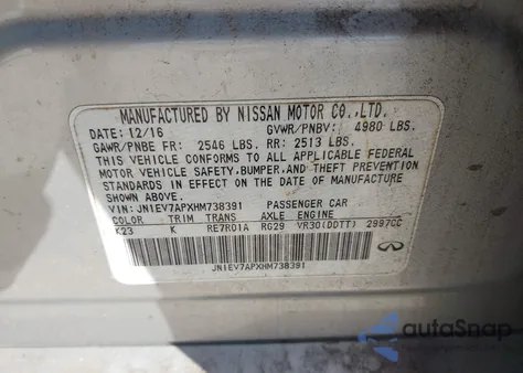 2017 Infiniti Q50 3.0T Premium z USA, uszkodzony, nr VIN JN1EV7APXHM738391